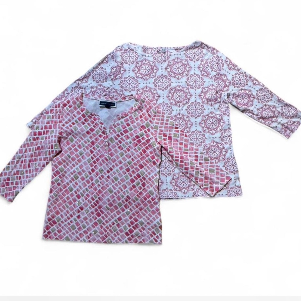 Croft & Barrow and Karen Scott Long Sleeve Tees - Pink and White Patterns
